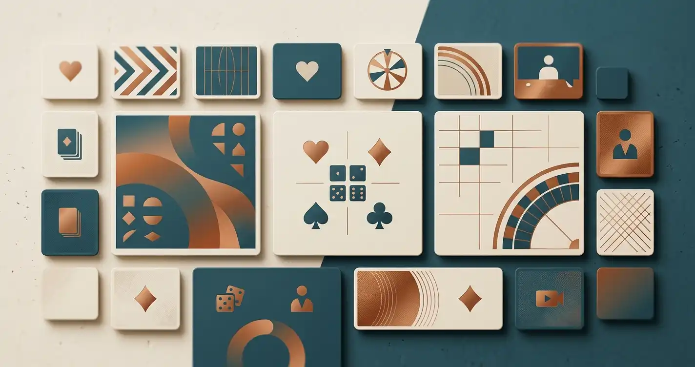 Redactionele illustratie van een breed online casino-spelaanbod