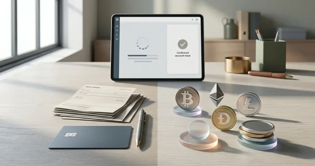 Redactionele illustratie van eurostorting en crypto bij een online casino